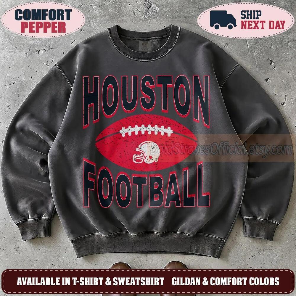 Houston 90s Retro Graphic Oversized Game Day Fan Sweatshirt HTXv107